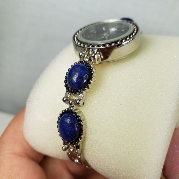 Woman\'s Stainless Steel Water Resistant Watch With Lapis Lazuli Stone 7 1/2 inch main image 12
